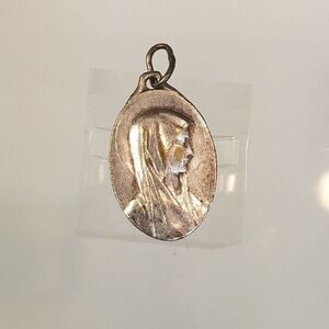 Our Lady of Lourdes Medal Charm Vintage Catholic